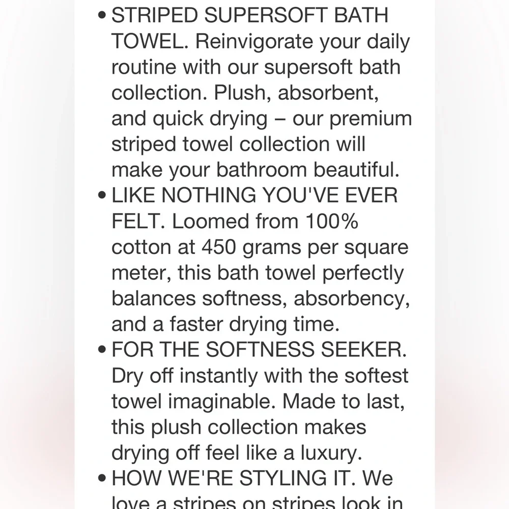 2!!!! PARACHUTE NWT striped supersoft bath towel -parchment & absinthe